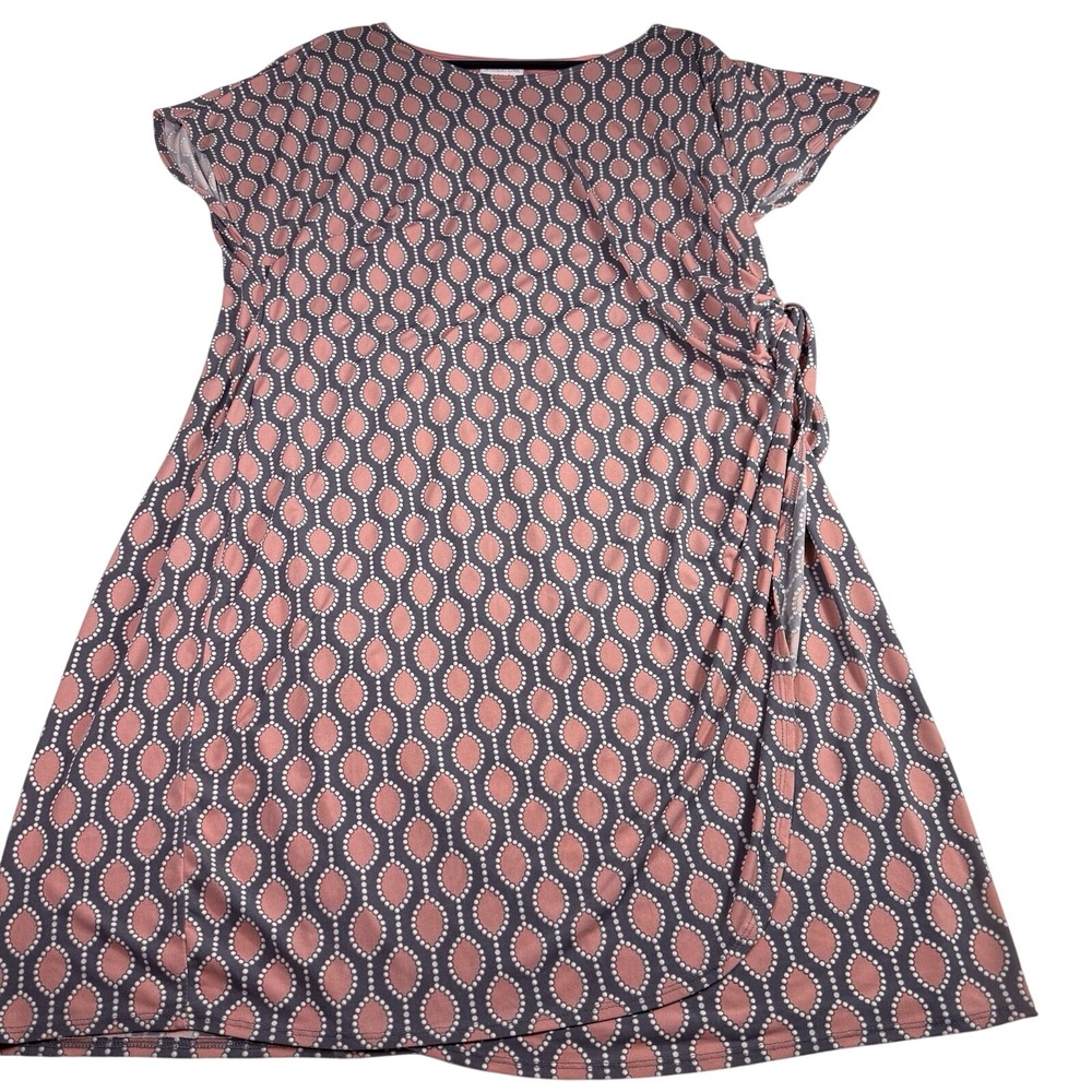 Robbie‎ Bee Dress Signature Pink/Grey/White Sleeveless Tie Sz 2XL Office Party
